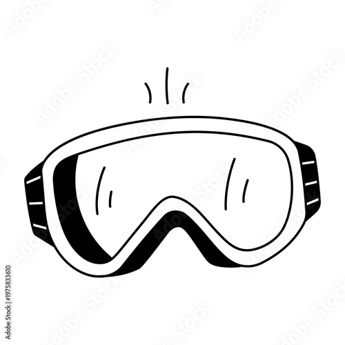 A doodle style icon showing ski goggles