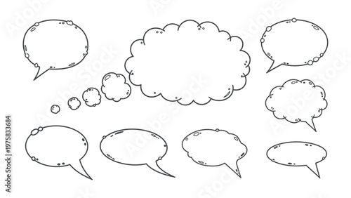 Communication Bubbles in Style: A set of unique speech bubbles perfect for conveying thoughts, ideas, and conversations in a creative way.