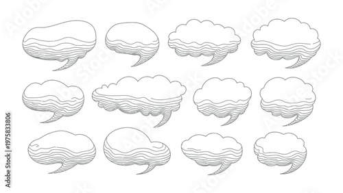 Comic Speech Bubble Collection: a collection of empty comic speech bubbles that appear in an engaging conversation, perfect for conveying thoughts, ideas, or dialogues.