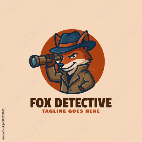 A charismatic fox dressed as a detective, complete with a hat and magnifying glass, perfect for mystery-themed branding or playful storytelling in art.