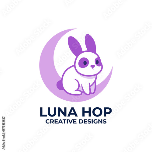 Showcasing an adorable rabbit sitting peacefully beneath a crescent moon, this image symbolizes tranquility and creativity, perfect for design and inspiration themes. Ideal for storytelling.