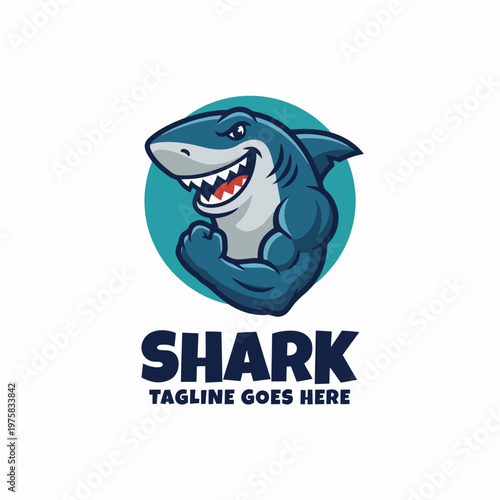 This striking image displays a muscular shark showcasing strength and confidence, representing power and determination. Perfect for exciting and adventurous themes in design.