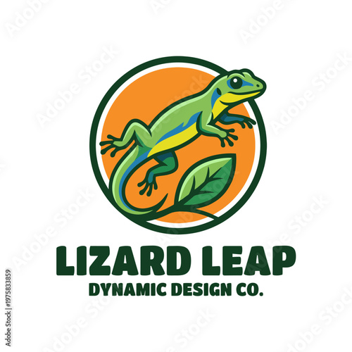 Featuring a colorful lizard leaping amidst green foliage, this image captures the essence of agility and nature. An engaging illustration that embodies environmental themes.