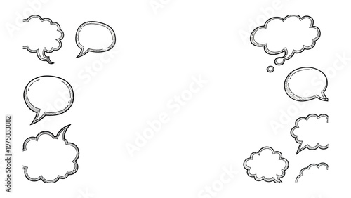 Conversation Bubbles: A collection of various hand-drawn speech bubbles ready for adding text, perfect for conveying thoughts, ideas, or dialogues. 