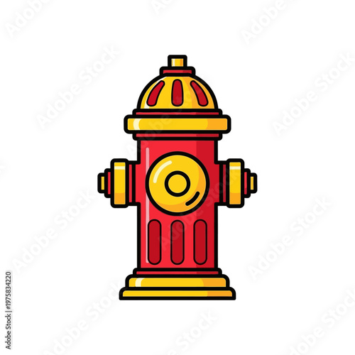 Red and Yellow Fire Hydrant - Safety Equipment Icon