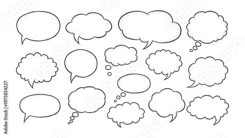 Communication Bubbles Collection: A versatile collection of speech bubbles in diverse shapes, perfect for conveying thoughts, ideas, and dialogue, ready to bring creativity to your project.
