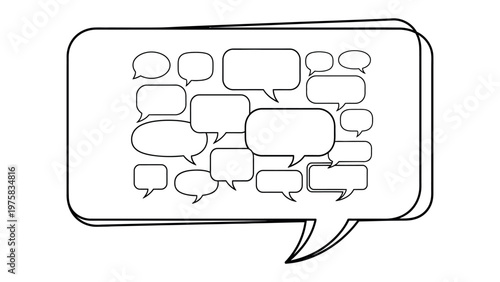 Conversations & Speech bubbles : A graphic depiction of assorted speech bubbles, evoking the spirit of dialogs, thoughts, and a plethora of communication narratives.