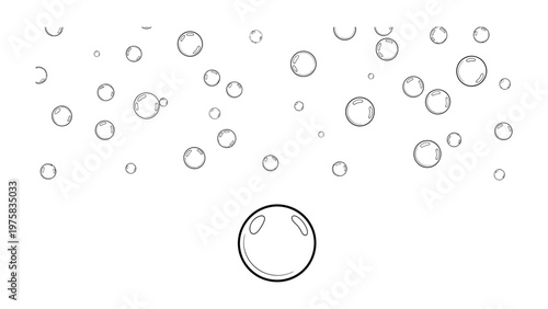 Bubbles Ascending: An illustration capturing the delicate dance of bubbles, rising against a clear backdrop, evoking a sense of lightness and purity.
