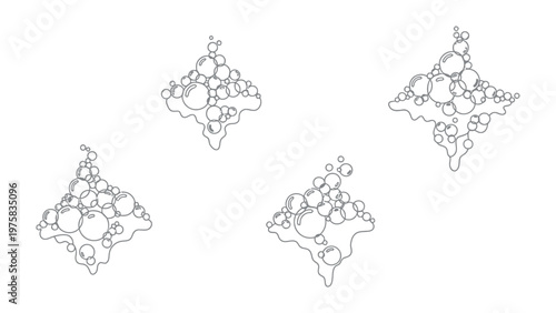 Geometric Soap Bubbles: A striking minimalist representation of interconnected bubbles, capturing the ephemeral beauty of soapy spheres in an abstract diamond-like configuration.