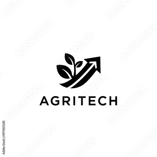 Agritech Logo: Growing Plant Arrow Symbolizing Agricultural Technology and Growth