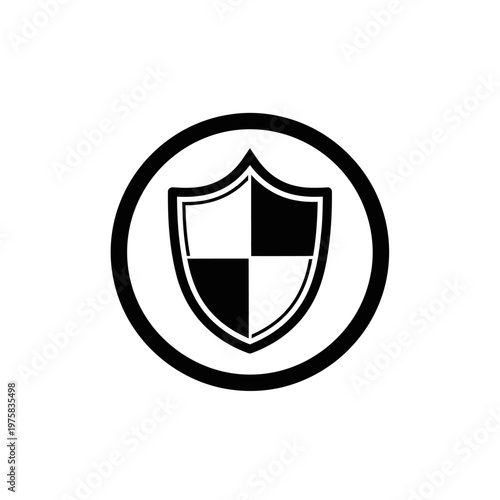 Black and white shield icon in circle, security, protection, safety symbol Free Download Black and white shield icon in circle, security, protection, safety symbol - GFXLoad