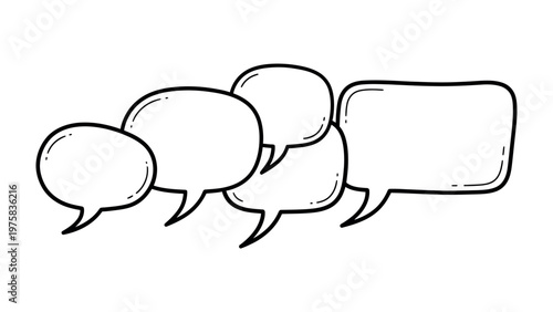 Blank Speech Bubbles: A collection of blank speech bubbles, representing conversation, thoughts, ideas, communication and dialogue. A perfect image for expressing ideas and discussions.