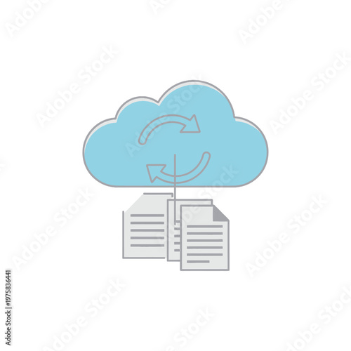 Cloud Syncing Documents Data Transfer Technology Icon