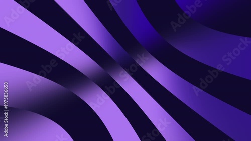 Abstract Dark Purple and Blue Glowing Wavy Lines Gradient Background Loop. A smooth and elegant motion graphic background featuring glowing, curved diagonal stripes in deep blue and vibrant purple.
