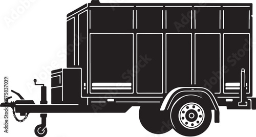 Black trailer vector, cargo trailer icon, truck trailer illustration, vehicle silhouette