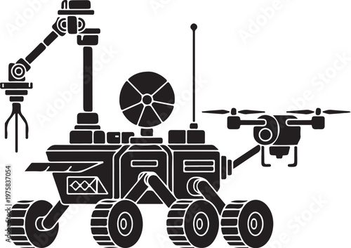 Space rover, robotic vehicle, lunar explorer, spacecraft illustration