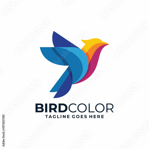 A creative and vibrant representation of a bird in flight, illustrated with striking colors, symbolizing freedom and creativity while emphasizing a modern artistic style.