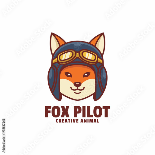 This playful logo illustrates a clever fox wearing an aviator helmet and goggles, capturing the essence of adventure and creativity in design.