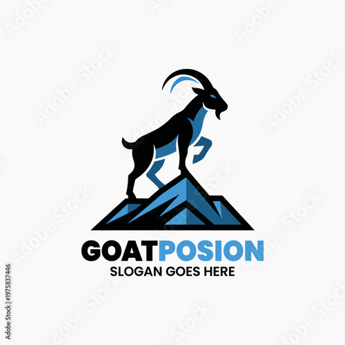 This striking logo features a mountain goat, symbolizing resilience and determination, making it ideal for brands focused on adventure, outdoors, and perseverance in challenging environments.