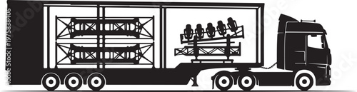 Truck, cargo trailer, industrial transport, logistics vector