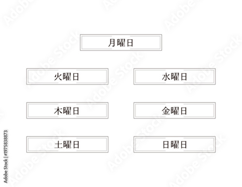 シンプルな各曜日のデザイン 日本語版