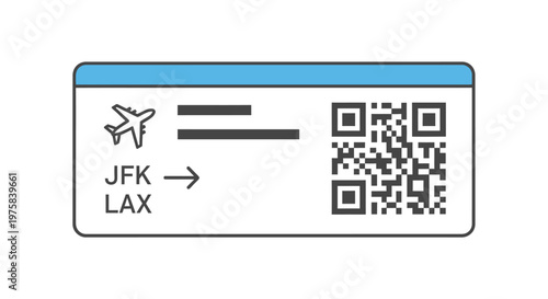 Airline ticket illustration isolated on white for travel and booking