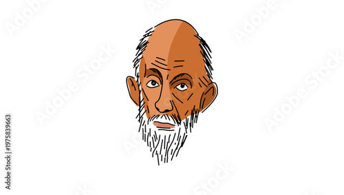 El Greco portrait, flat vector illustration