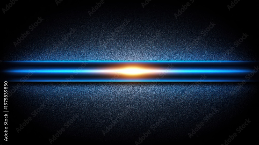 Obraz premium Abstract glowing light beam with blue and orange colors on dark background