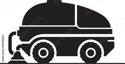 Black, industrial, road, construction, steamroller, vector, icon, symbol