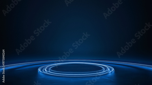 Neon Circular Rings Abstract Technology Background