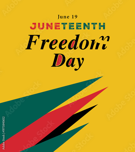 Juneteenth, black american month celebration social media post with yellow background