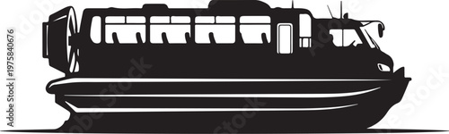 Black silhouette, ferry boat, vector illustration, transportation icon
