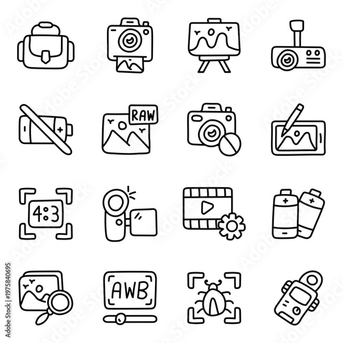 Set of Cinematography Linear Icons 