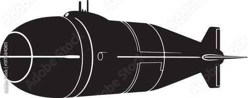 Black bomb, missile, explosive device, vector illustration