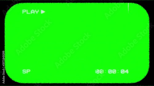 Vintage Analog Camcorder Green Screen LCD Playback Control Interface with Timer Display Overlay