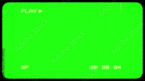 Retro Analog Camcorder Green Screen Recording Playback Control Timer Display Overlay Effect