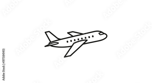 Airplane icon simple white background representing air travel and transportation