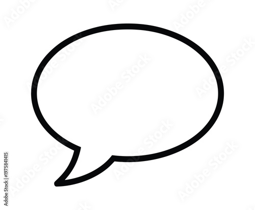 Speech bubble icon line art vector illustration featuring chat balloon, message symbol, conversation, minimal flat design isolated for apps and websites