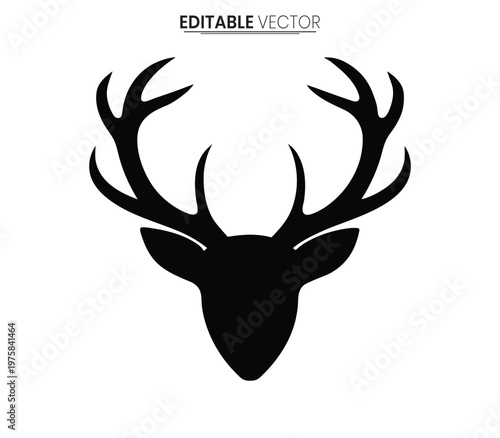 A striking black vector illustration of majestic deer antlers a bold silhouette