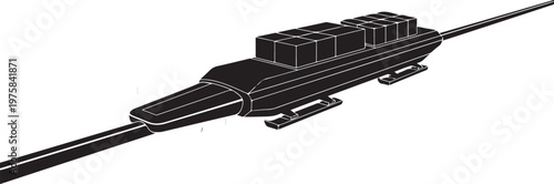 Monorail, futuristic transportation, sleek rail, black vector illustration