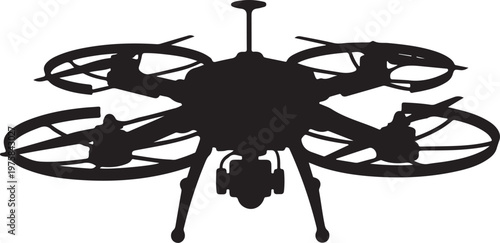 Drone, quadcopter, aerial, silhouette, black, vector, icon, symbol, copter, aircraft