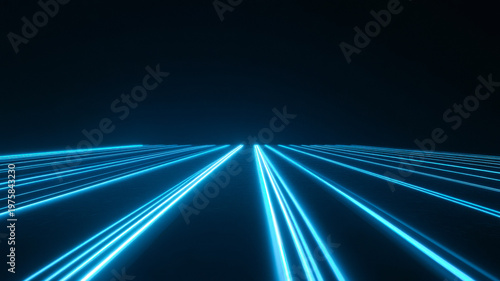 Perspective Neon Lines Abstract Technology Background
