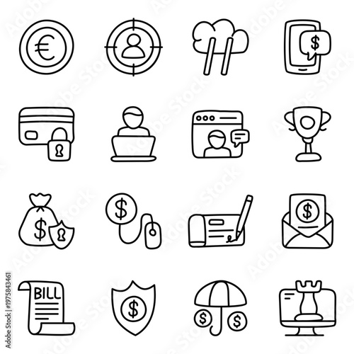 Set of Business and Analytics Linear Icons