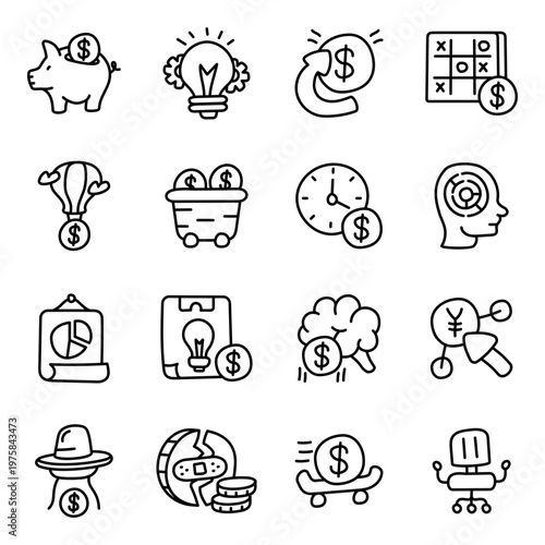 Set of Finance and Investment Linear Icons