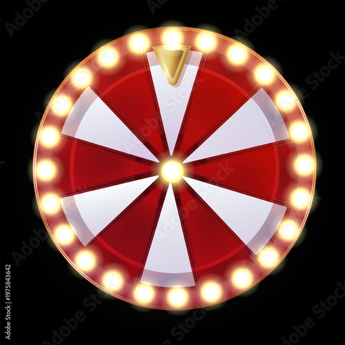 wheel of Fortune empty blank. Realistic vector illustration. Spinning casino wheel, Luck win spin game. Lottery fortuna rotation machines for gambling.