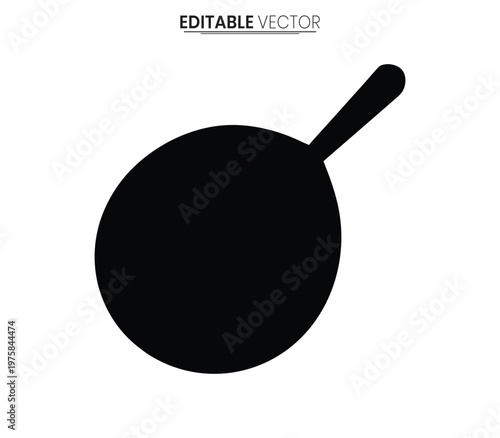 Simple black frying pan graphic design element isolated on white background silhouette