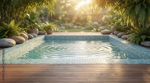 christmas tree in the pool background 