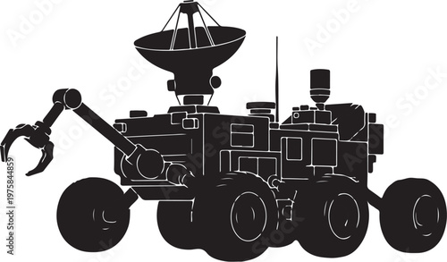 Black, vector mars rover, robotic spacecraft, planetary exploration