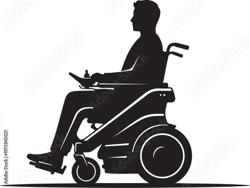 Disability, wheelchair, silhouette, vector icon, black, accessibility symbol, mobility aid