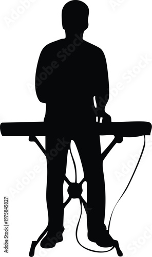 Musician Playing Electronic Keyboard Silhouette